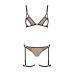 Эротический комплект нижнего белья Passion GABI SET XXL/XXXL beige, трусики с гартерами