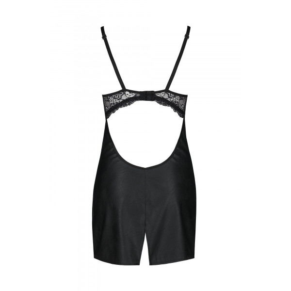 Бэби-долл из эко-кожи и кружева Loona Chemise black - Passion, размер XXL/XXXL