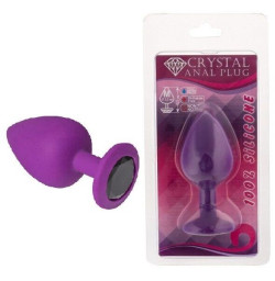 Силиконовая анальная пробка с кристаллом Purple Silicone Black Diamond, размер S