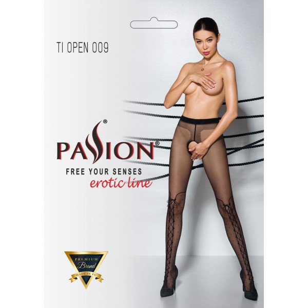Колготки с открытым доступом Passion TIOPEN 009 black (20 den), имитация ботфорт, размер 1/2