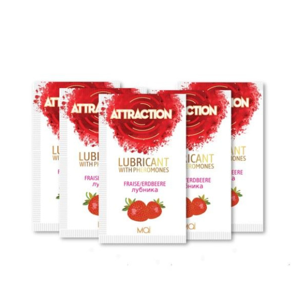 Пробник лубриканта с феромонами MAI ATTRACTION LUBS STRAWBERRY, 10 мл