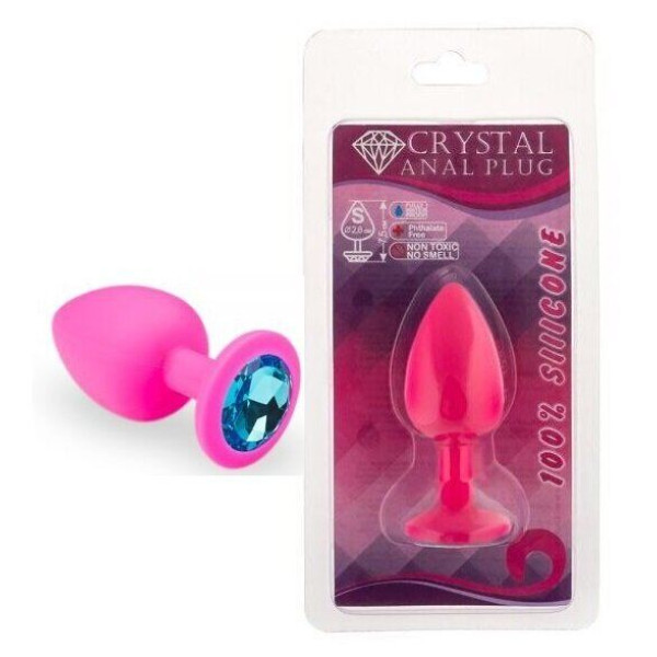 Силиконовая анальная пробка с кристаллом Pink Silicone Topaz, размер S