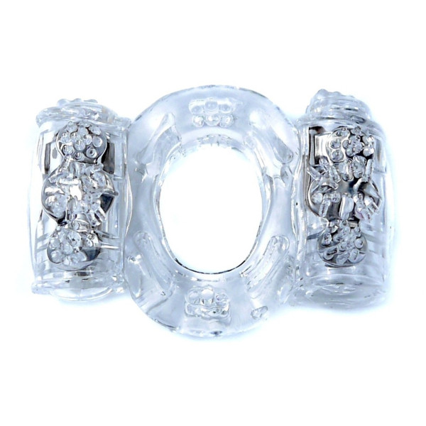 Эрекционное вибро кольцо BOSS Vibrating Cock Ring Double Clear