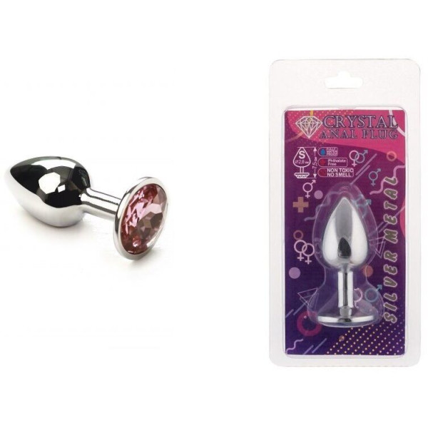 Анальная пробка, Silver Pink Topaz, S