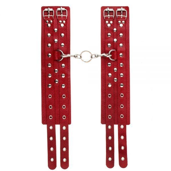 Оковы Leather Double Fix Leg Cuffs, red