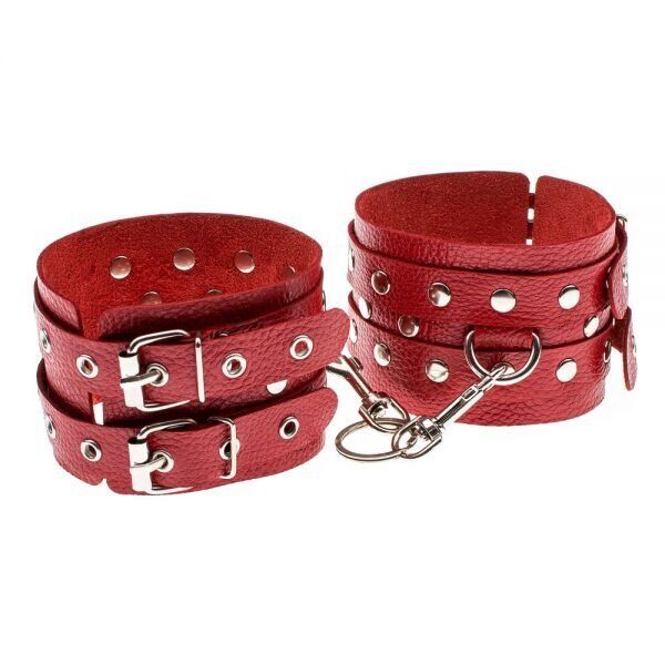 Оковы Leather Double Fix Leg Cuffs, red