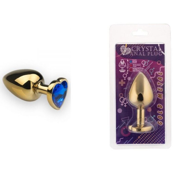 Анальная пробка, Gold Heart Sapphire, M