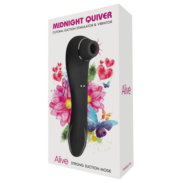 Вибратор и вакуумный клиторальный стимулятор Alive Midnight Quiver - секс-игрушка 2в1
