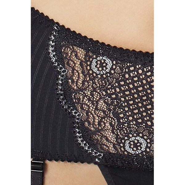 Комплект белья EDITH SET black 6XL/7XL: лиф, широкий пояс для чулок, стринги