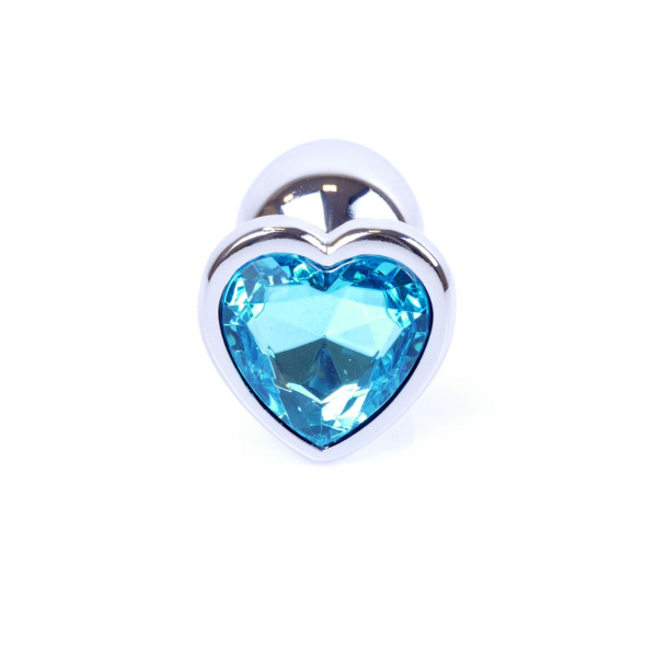 Анальная пробка Boss Series - Jewellery Silver Heart PLUG Light Bluer S