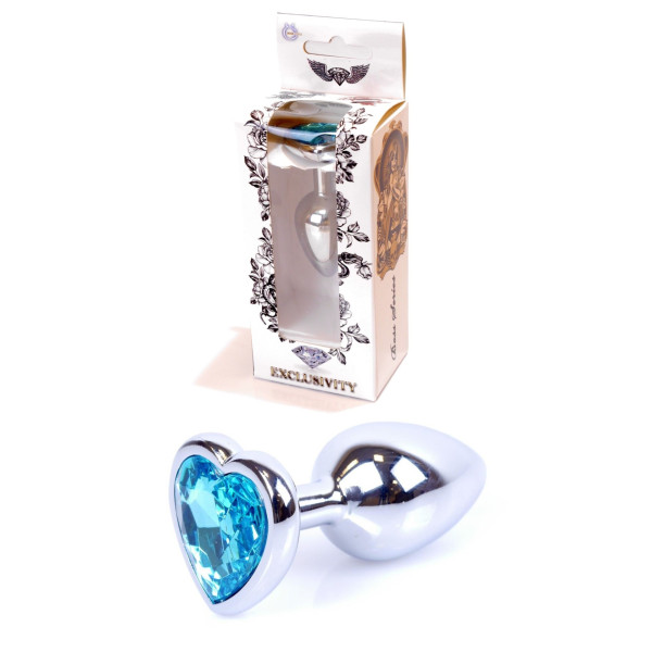 Анальная пробка Boss Series - Jewellery Silver Heart PLUG Light Bluer S