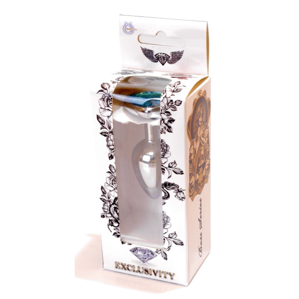 Анальная пробка Boss Series - Jewellery Silver Heart PLUG Light Bluer S