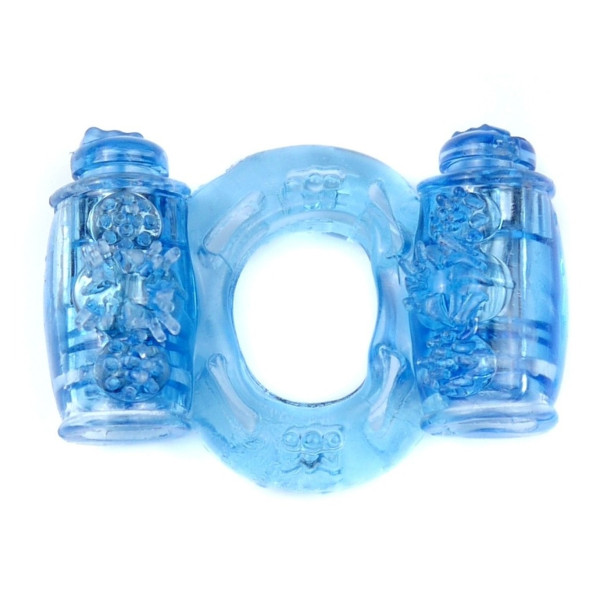 Эрекционное вибро кольцо BOSS Vibrating Cock Ring Double Blue