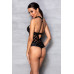 Сетчатый боди с халтером и ритмичным рисунком Hima Body black - Passion, размер L/XL