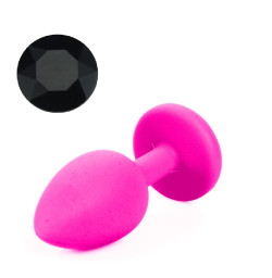 Силиконовая анальная пробка с кристаллом Silicon Pink 05, размер S