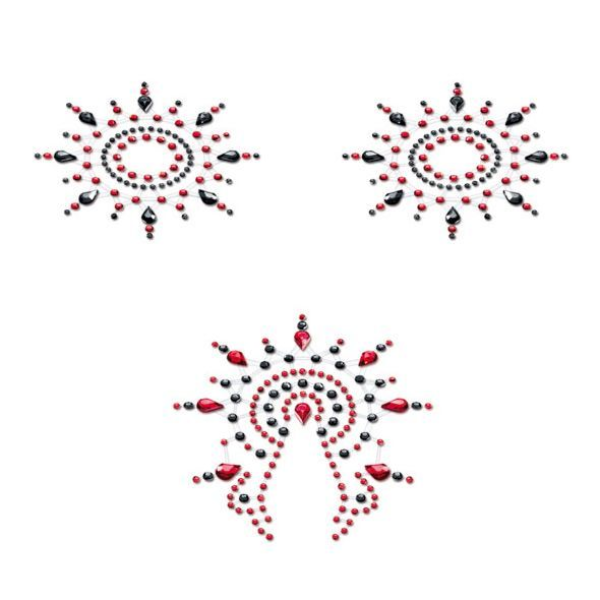 Пэстис из кристаллов Petits Joujoux Gloria set of 3 - Black/Red