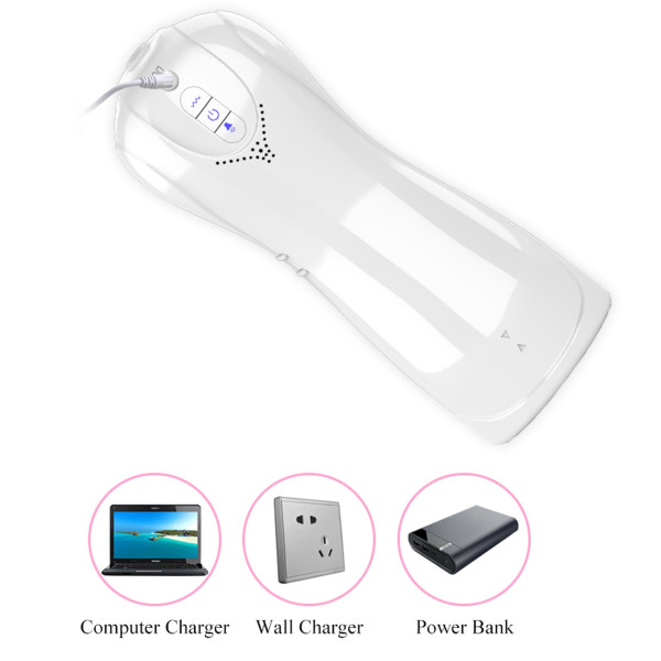 Мастурбатор с вибростимуляцией FOXSHOW Vibrating and Flashing Masturbation Cup White USB, 7+7 скоростей вибрации