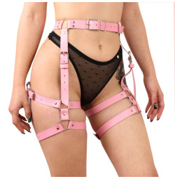 Гартеры Art of Sex - Claire, натуральная кожа, размер L-2XL, цвет розовый