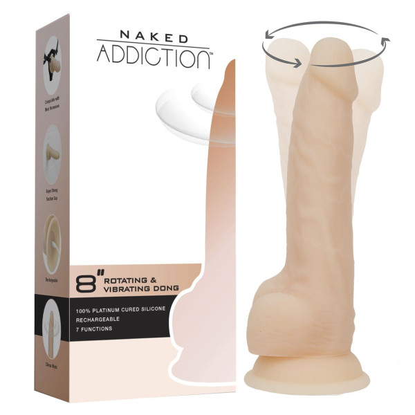 Фаллоимитатор с вибрацией и ротацией Naked ADDICTION James 8 inch Rotating & Vibrating Dong, пульт ДУ