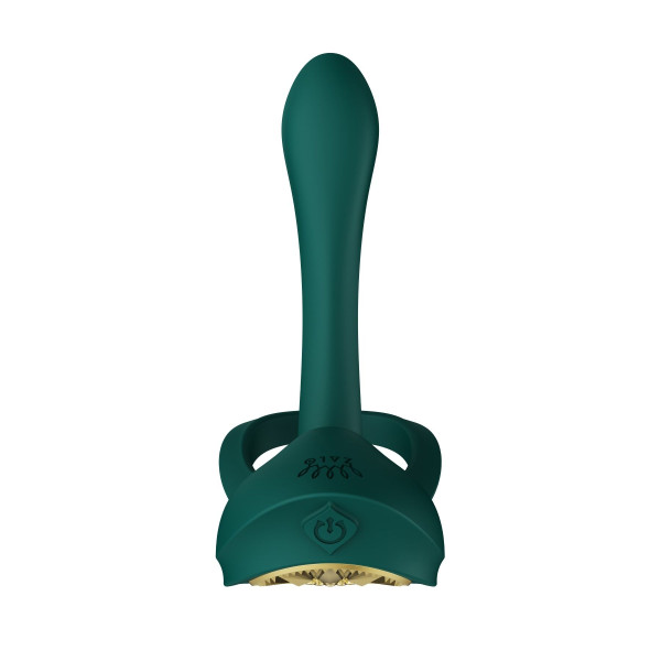 Смартэрекционное кольцо Zalo ? BAYEK Turquoise Green, двойное с вводимой частью, пульт ДУ