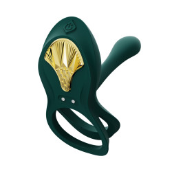 Смартэрекционное кольцо Zalo ? BAYEK Turquoise Green, двойное с вводимой частью, пульт ДУ