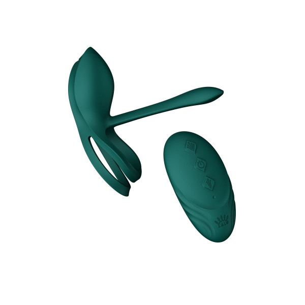Смартэрекционное кольцо Zalo ? BAYEK Turquoise Green, двойное с вводимой частью, пульт ДУ