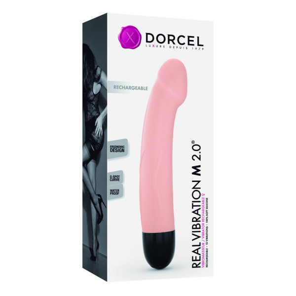 Вибратор Dorcel Real Vibration M Flesh 2.0, перезаряжаемый, для точки G, диаметр 3,7 см