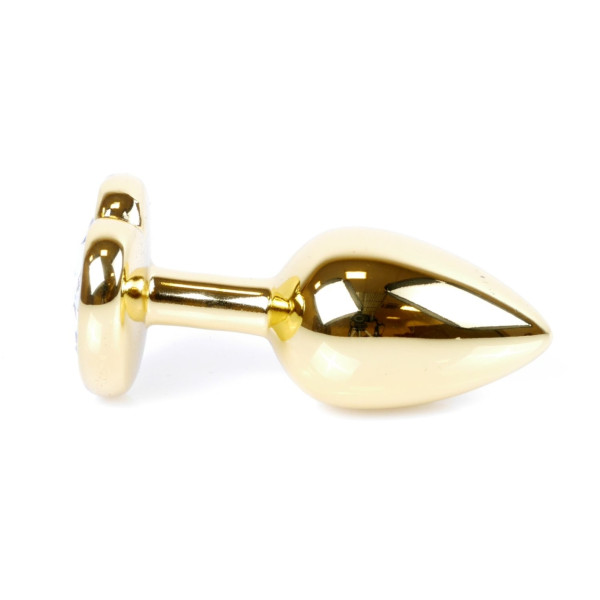 Анальная пробка Boss Series - Jewellery Gold Heart PLUG Green S