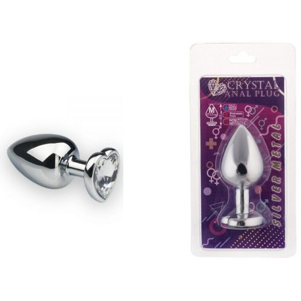 Анальная пробка, Silver Heart Diamond, M
