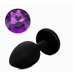 Силиконовая анальная пробка с кристаллом Silicon Black 09, размер S