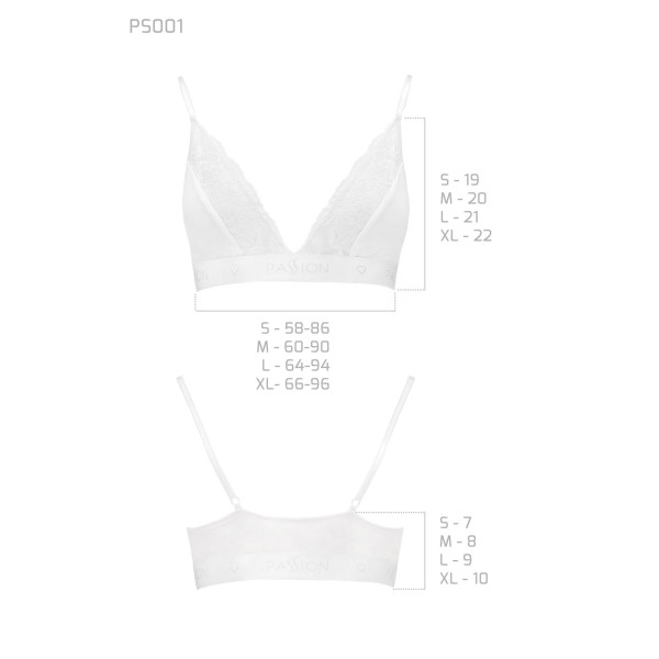 Эластичный топ с кружевом Passion PS001 TOP white, размер M