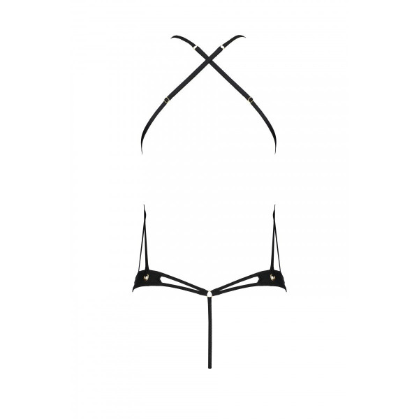 Боди из эко-кожи Passion Tamaris Body black: с ремешками и перфорацией, размер L/XL