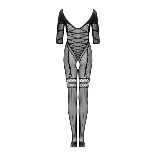 Сетчатый бодистокинг с имитацией подвязок Obsessive Bodystocking G329  XL/XXL, black, с доступом