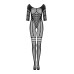 Сетчатый бодистокинг с имитацией подвязок Obsessive Bodystocking G329  XL/XXL, black, с доступом