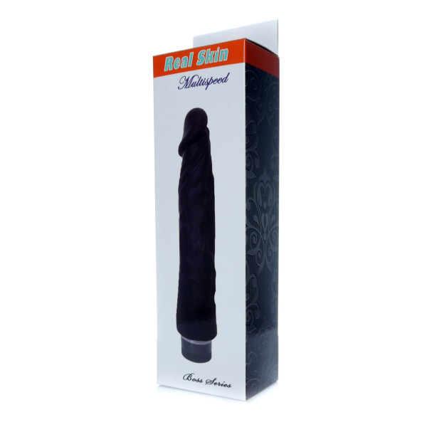 Вибратор Boss Series - Real Skin Black, длина 22 см, диаметр 4 см 