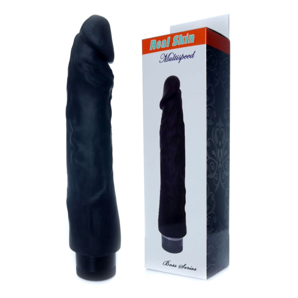 Вибратор Boss Series - Real Skin Black, длина 22 см, диаметр 4 см 