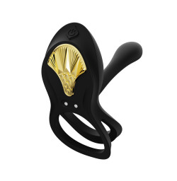 Смартэрекционное кольцо Zalo ? BAYEK Obsidian Black, двойное с вводимой частью, пульт ДУ