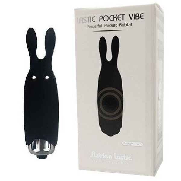 Вибропуля Adrien Lastic - Pocket Rabbit Black, 8,5 см
