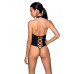 Боди из эко-кожи с имитацией шнуровки и открытым доступом Nancy Body black - Passion, размер XXL/XXXL