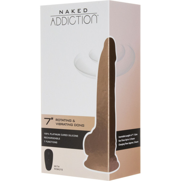 Фаллоимитатор с вибрацией и ротацией Naked ADDICTION Chris 7 inch Rotating & Vibrating Dong, пульт ДУ