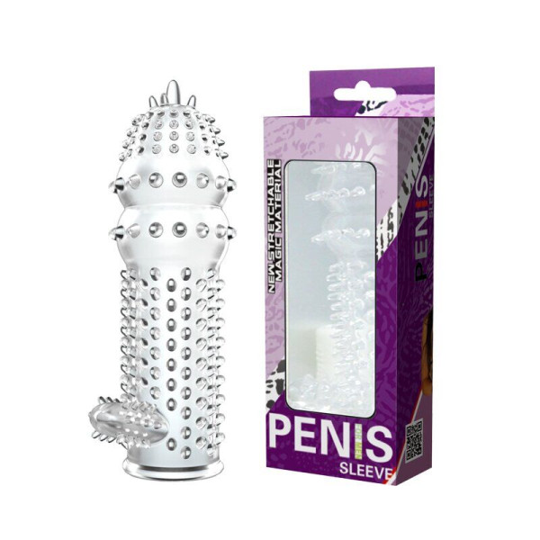 Эластичная насадка с шипиками и дополнительным стимулятором клитора Penis Sleeve