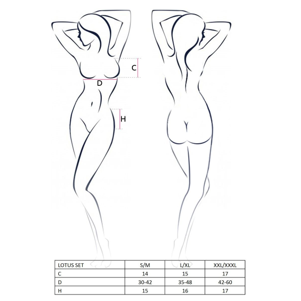 Комплект белья LOTUS SET cream L/XL: стринги, лиф, юбка-пояс для чулок