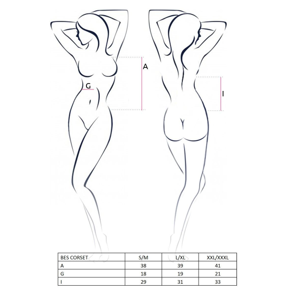Корсет под латекс с пажами BES CORSET black XXL/XXXL, стринги, шнуровка