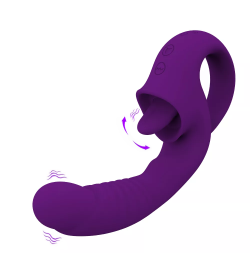 Вибратор LILI для точки G с вибро-язычком, 10 частот вибраций, фиолетовый, 19 см