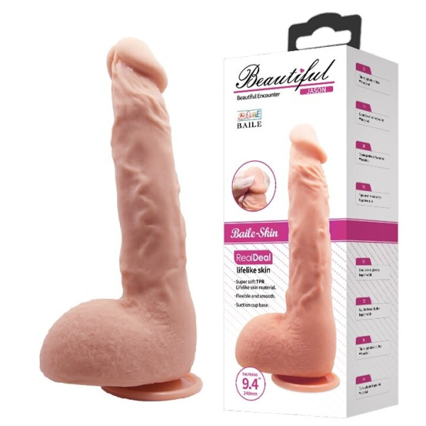 Фаллоимитатор на присоске Baile Beautiful JASON 9,4'' Flesh