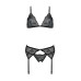 Комплект с открытым доступом Passion DELIENA SET L/XL black, лиф, стринги, пояс для чулок