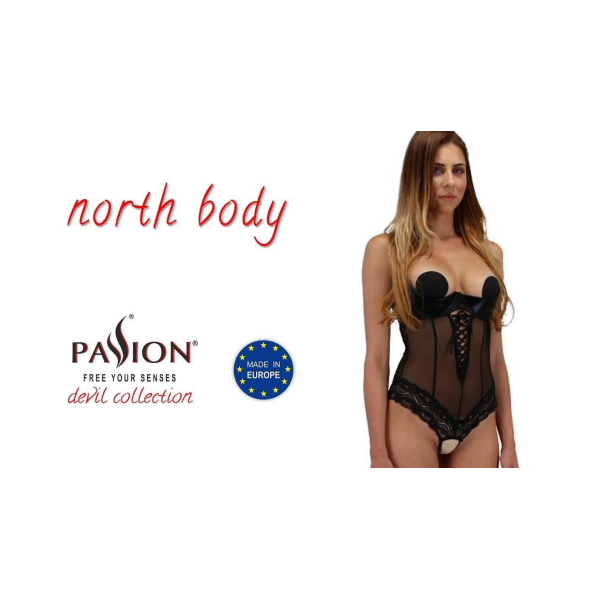 Боди с открытой грудью NORTH BODY black L/XL