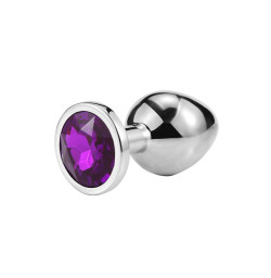 Металлическая анальная пробка, Silver Amethyst, размер S