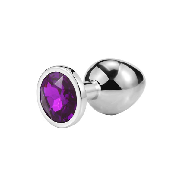 Металлическая анальная пробка, Silver Amethyst, размер S