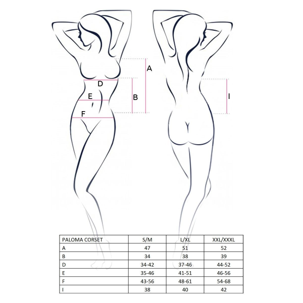 Корсет-сорочка с пажами PALOMA CORSET white L/XL- трусики
